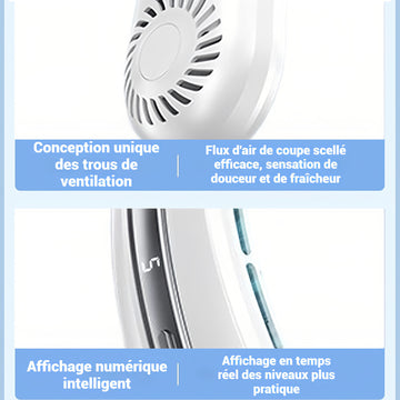 Ventilateur 5 niveaux 1200 mah avec affichage numérique LED refroidissement par plaques autonomie de 3 heures mini ventilateur